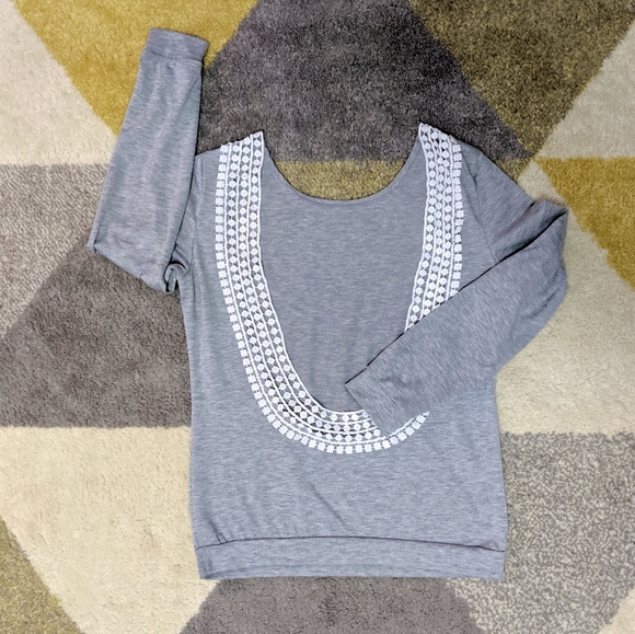 Tops - Open-Back Heather Grey Top - Size S